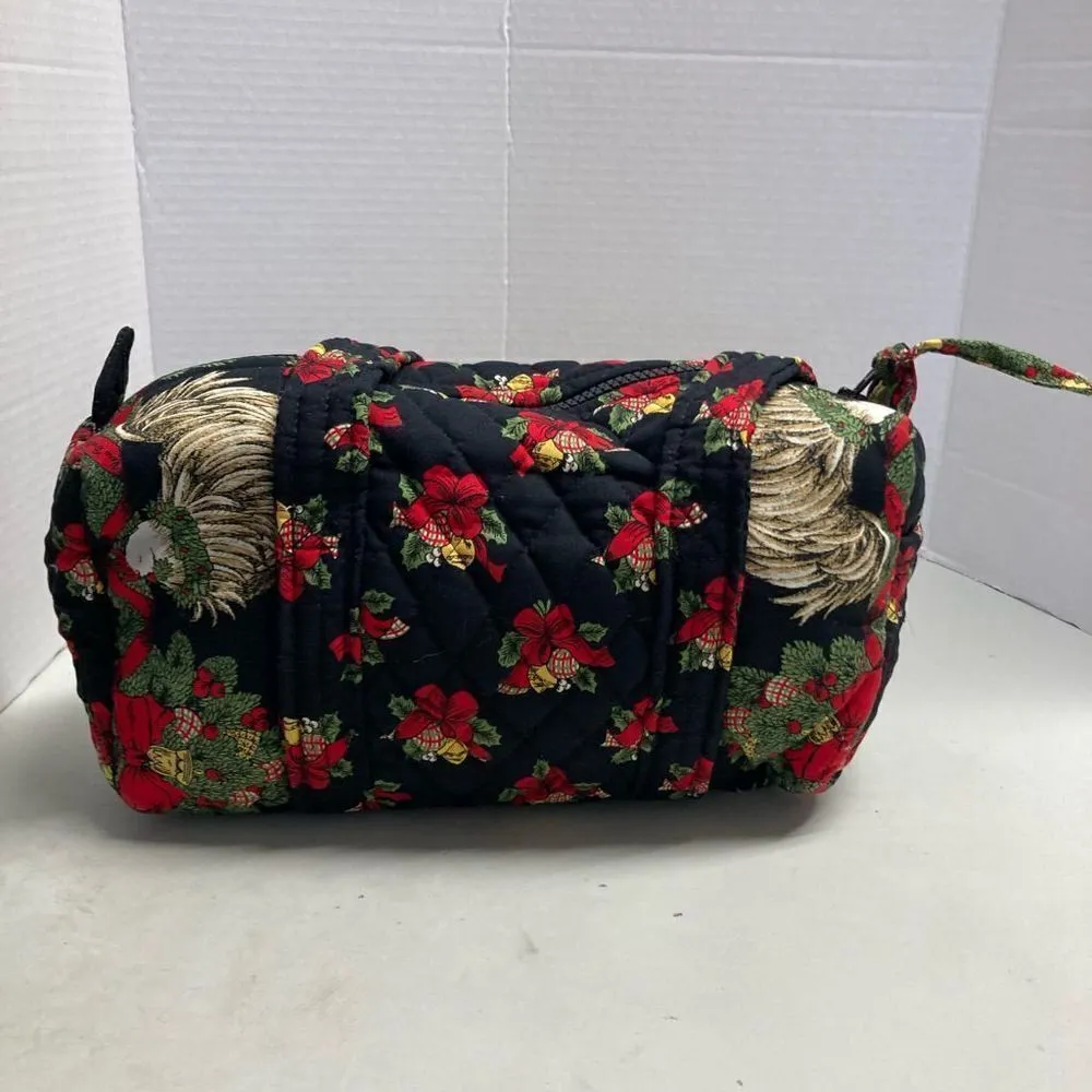 Vintage Vera Bradley RARE Black &‎ Red Hens &Holly Print Classic Quilt Handbag - Image 8