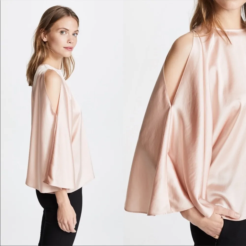 Ramy Brook Tiffany Cold-Shoulder Cape Blouse in Blush - Image 4