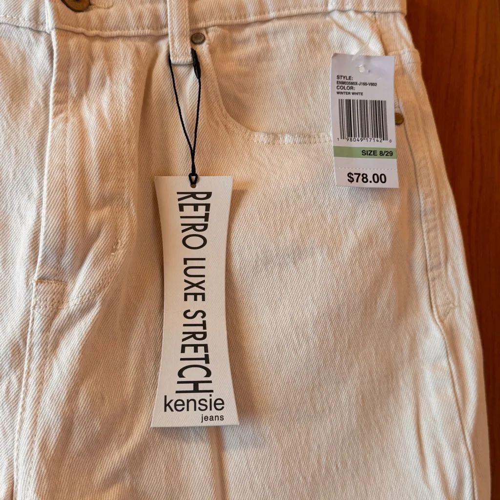 Kensie The Eloise White High Waisted Mom Jeans NWT Size 8/29 - Image 5