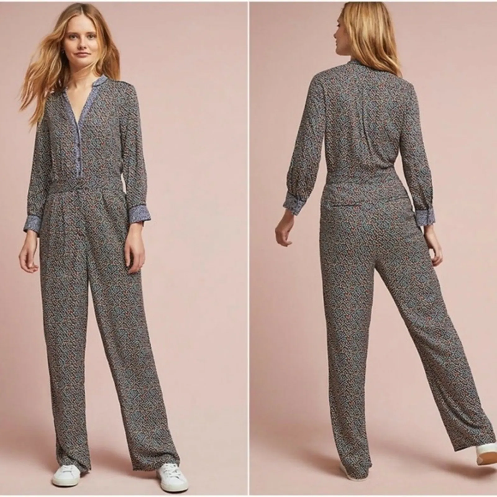 Anthropologie ett twa‎ Christine Straight Silken Jumpsuit Front pocket 14 - Image 2
