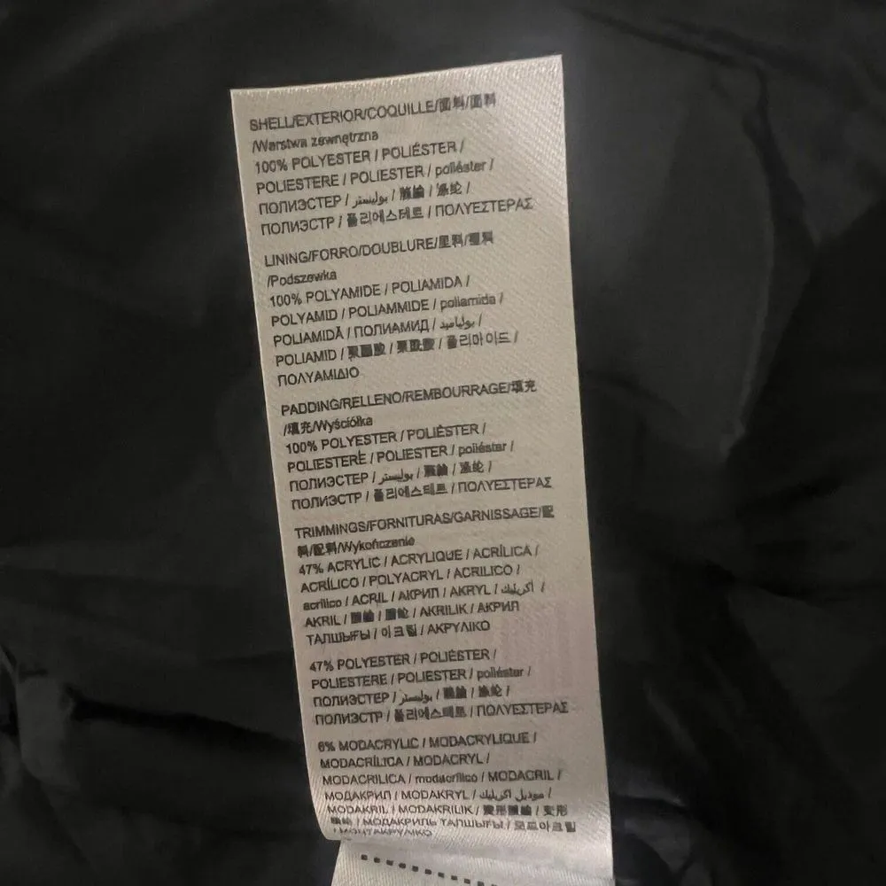 Desigual Womens Parka Black Gold Puffy Sweater Inset Hooded Faux Fur Size 6 NWT‎ - Image 15