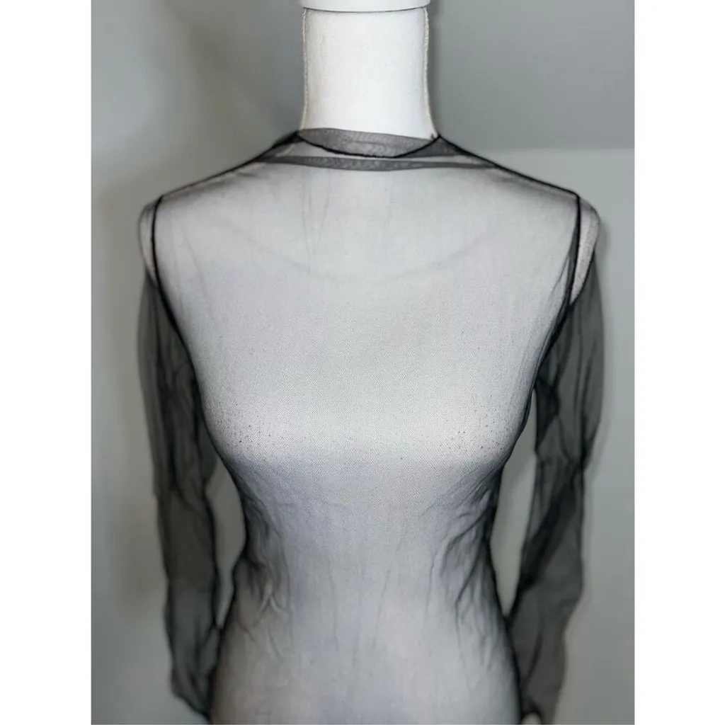 Women’s Mesh Rave Goth Sheer Grunge Punk Top Small/Medium Black - Image 5