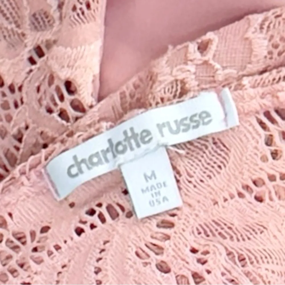 Charlotte Russe Blush Lace Bodysuit medium - Image 4
