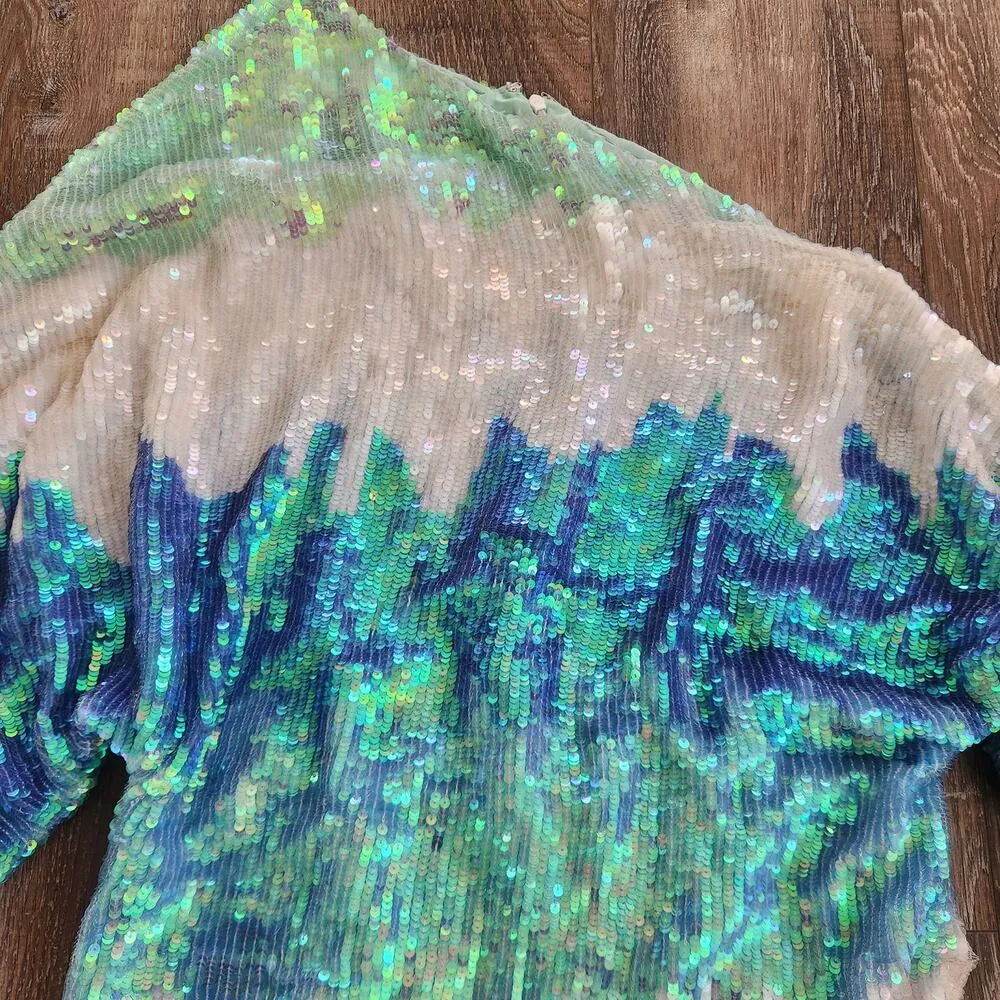 Retrofete Yasmin Sequin Dress in Unicorn Dip Dye Off the Shoulder Size S/M? - Image 3