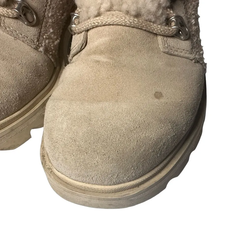 Sorel LENNOX™ Lace Cozy Booties Beige Winter Ankle Boots Biker Waterproof Size 9 - Image 4