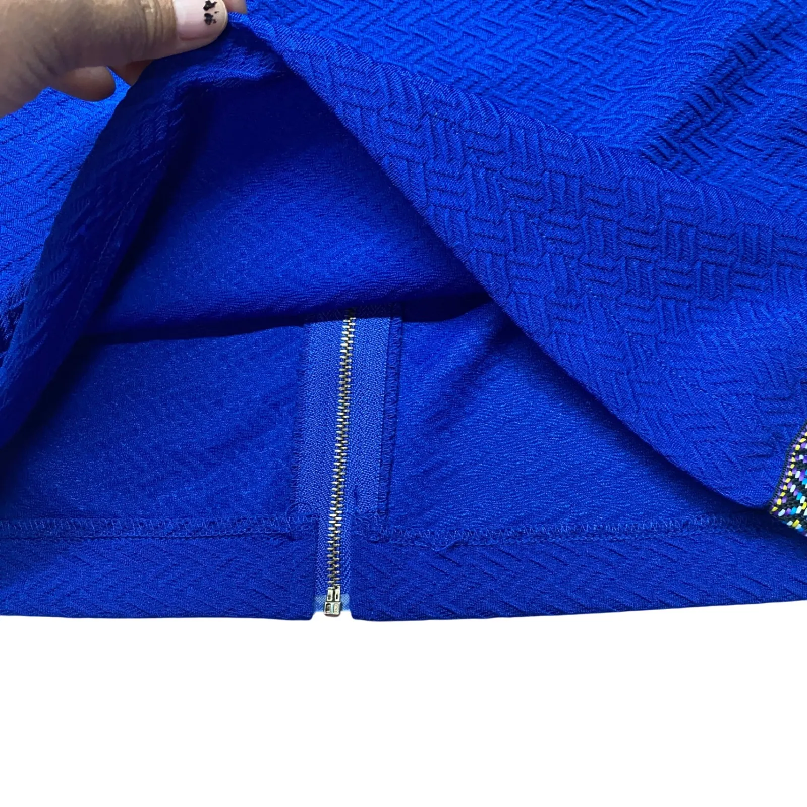 Billy by Flying Tomato Blue Textured Knit Skirt Zipper Back Small Chic Geek Girl - Image 2