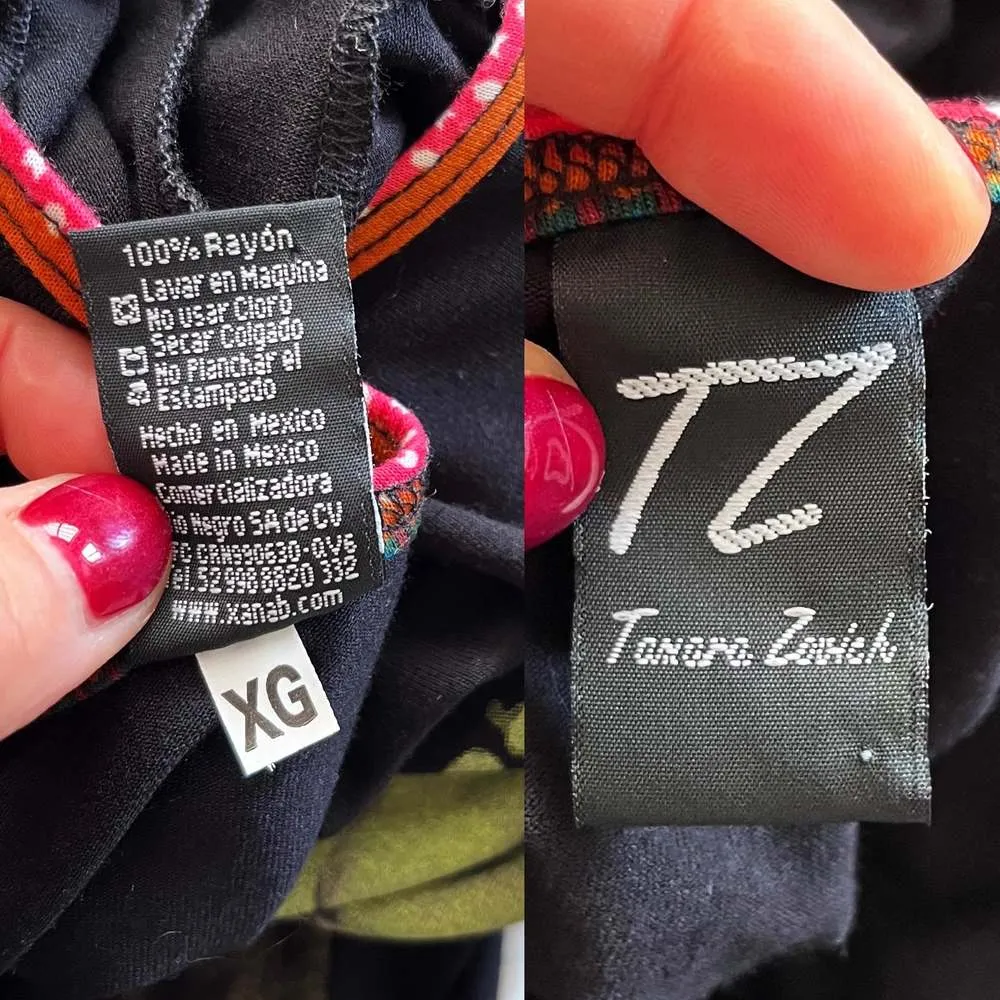 T.ZOVICH Top Abstract Frida Kahlo Graphic Print Long Sleeves Black Crew Neck XL - Image 3