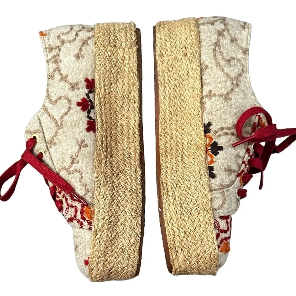 SUPERGA Wool Embroidered Espadrilles Platform Sneakers Shoes 7.5 - Image 6