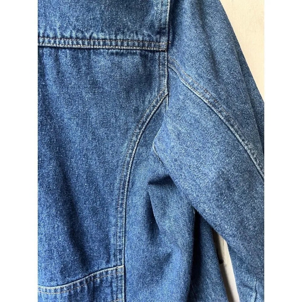 Cherokee womens denim cotton long sleeve trench car coat Size Medium with flaws - Image 16