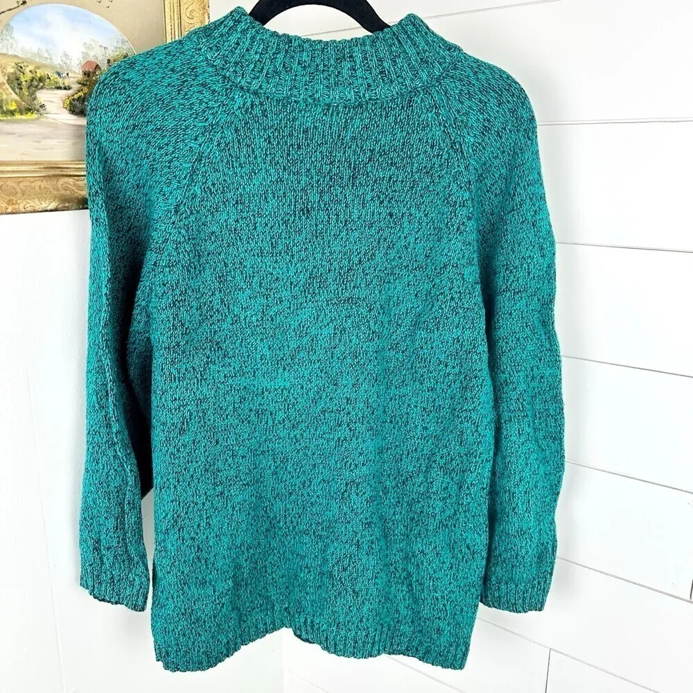 Vtg Radishes & Roses Mock Neck Sweater Green Womens Size Medium - Image 2
