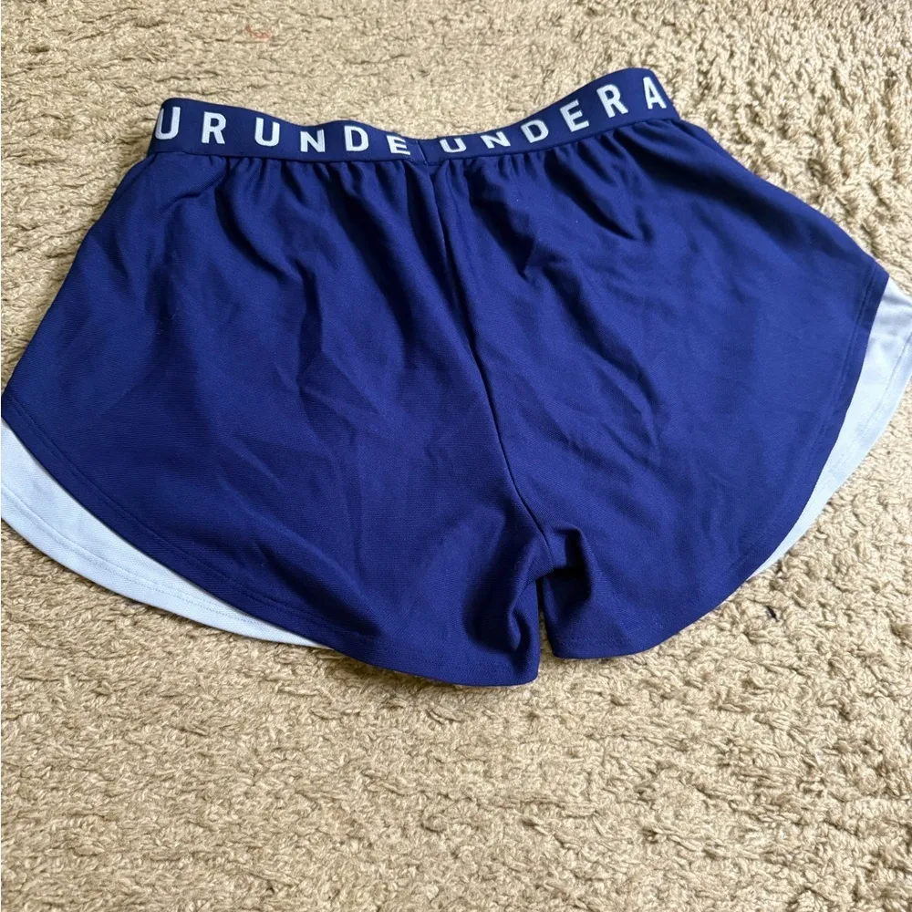 Under Armour Women's Light Blue and Royal Blue Play Up 3.0 Shorts - size XL - Image 4