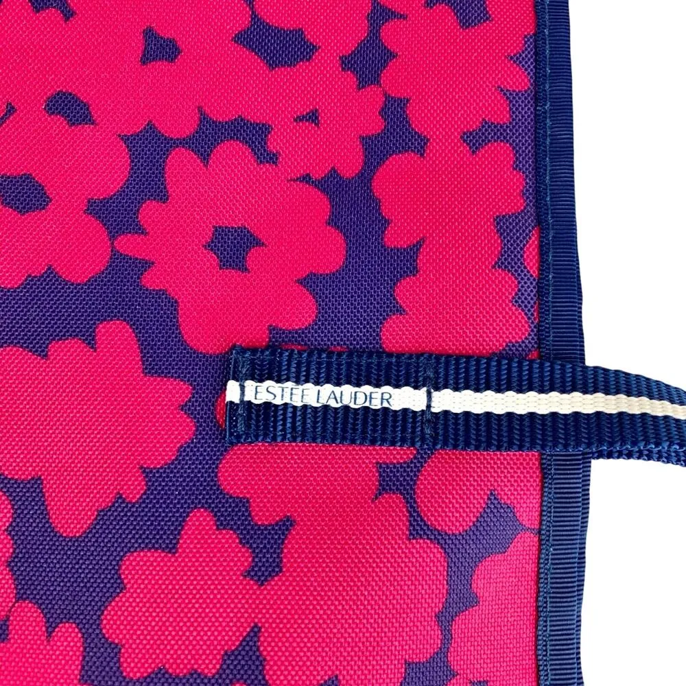 Estee Lauder Floral Tote Beach Bag Fuchsia Navy Large - Image 5