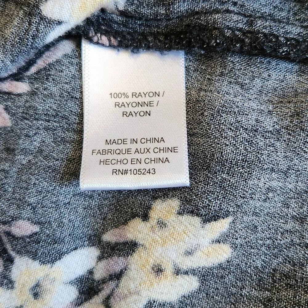 Studio B By Bobeau 3/4 Sleeve Split Neck Blouse Floral Black Multicolor Size L - Image 6