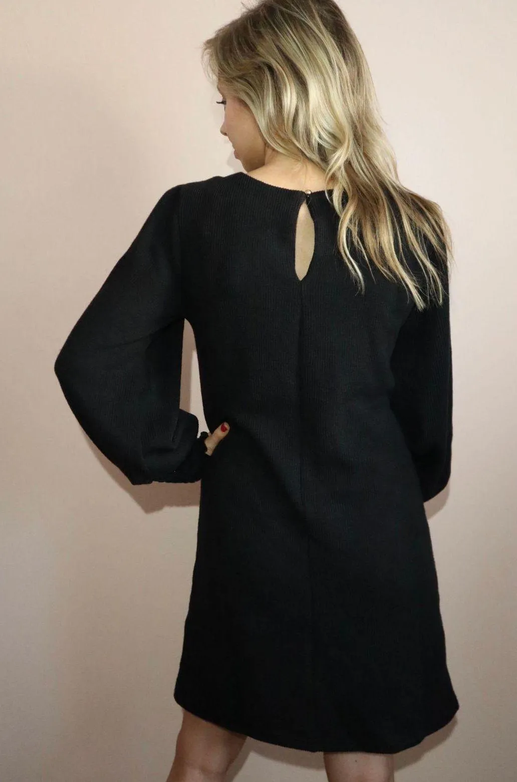 Black Long Sleeve Sweater Dress - Image 3