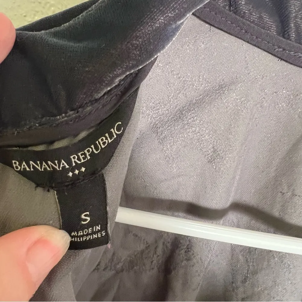 Banana Republic Velvet Open Back Blouse Orca Gray S - Image 10