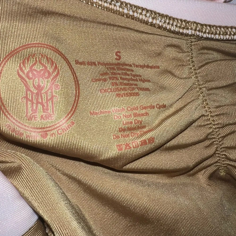 FREE PEOPLE X WE ARE HAH Pull Thru One Piece Bathing Suit in Shroom NWT Size Sm Tan - Image 6