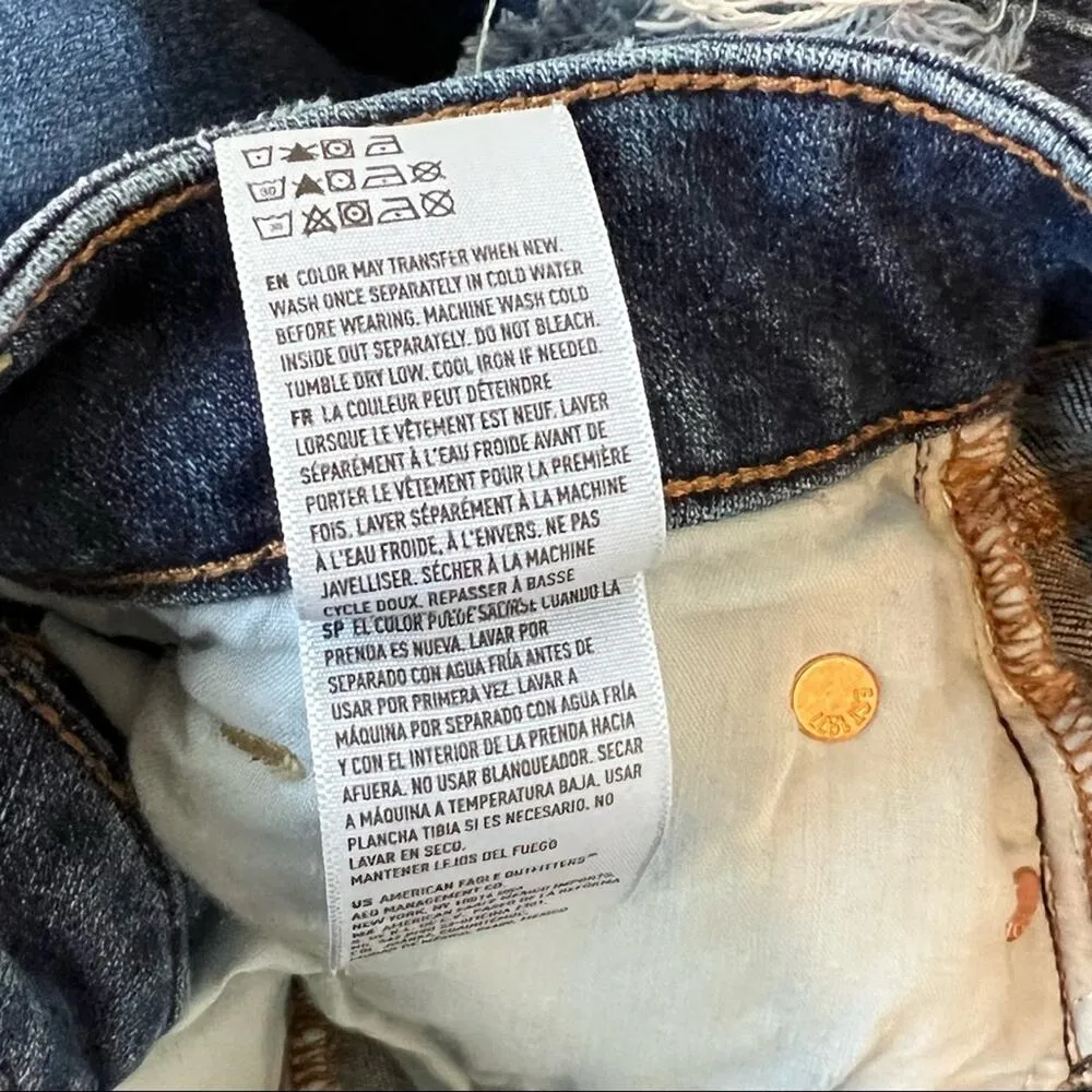 American Eagle high rise mini dark wash zip sides blue denim skirt size 0 - Image 10