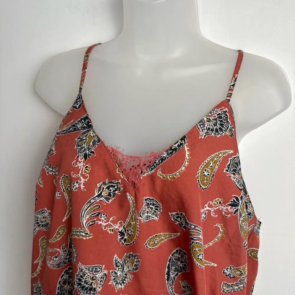 Japna Lounge Womens Matching Set Pajama Sz XL Tank Top Shorts Satin Lace Trim - Image 3