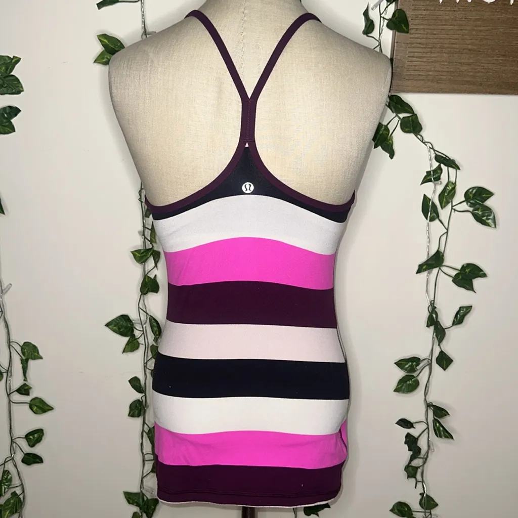 Lululemon Striped Racerback Tank Top Built In Bra Padded - Image 3
