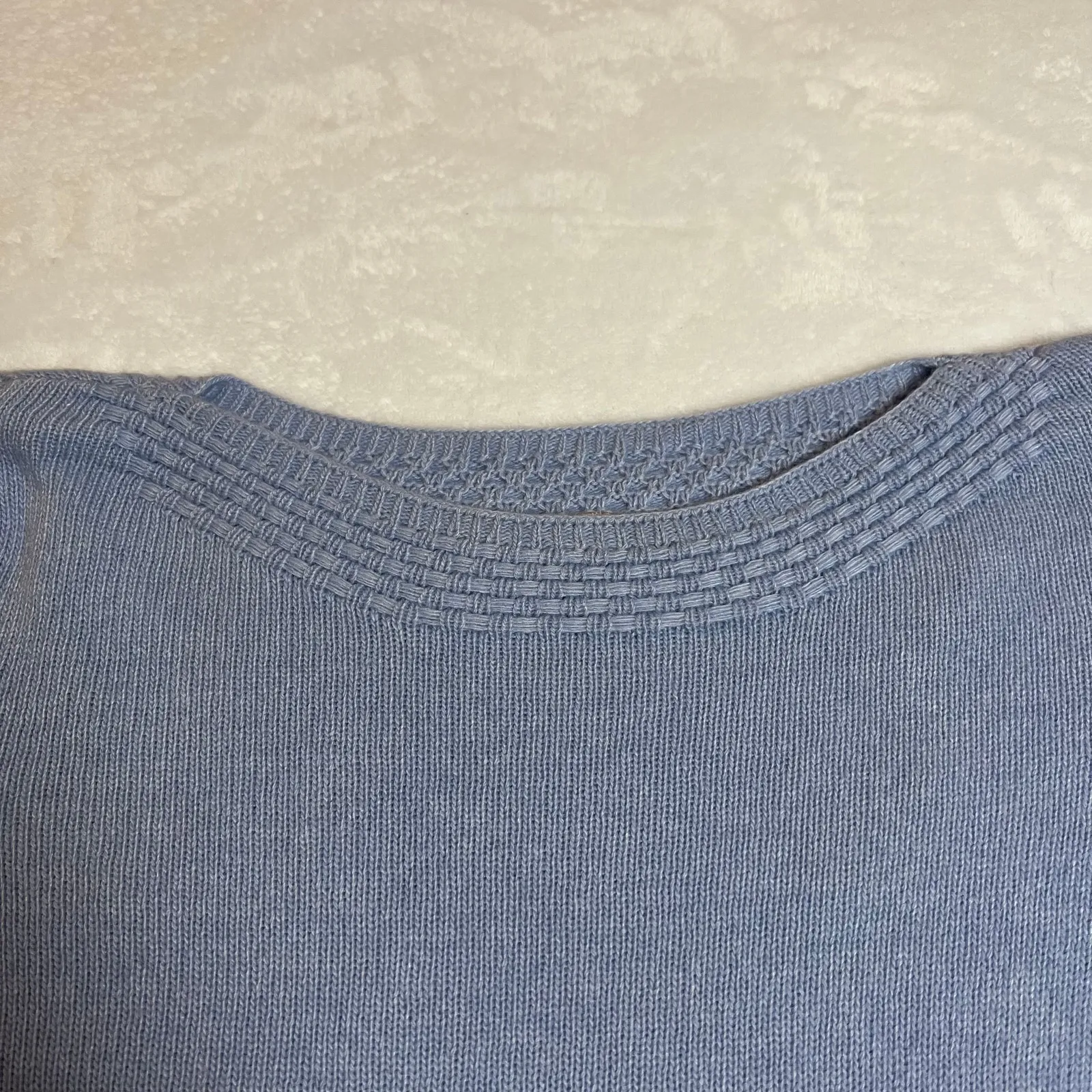 Benedetta B. Boat Neck Pullover Sweater Size L Lightweight Classic Wool Blend Blue Size L - Image 3