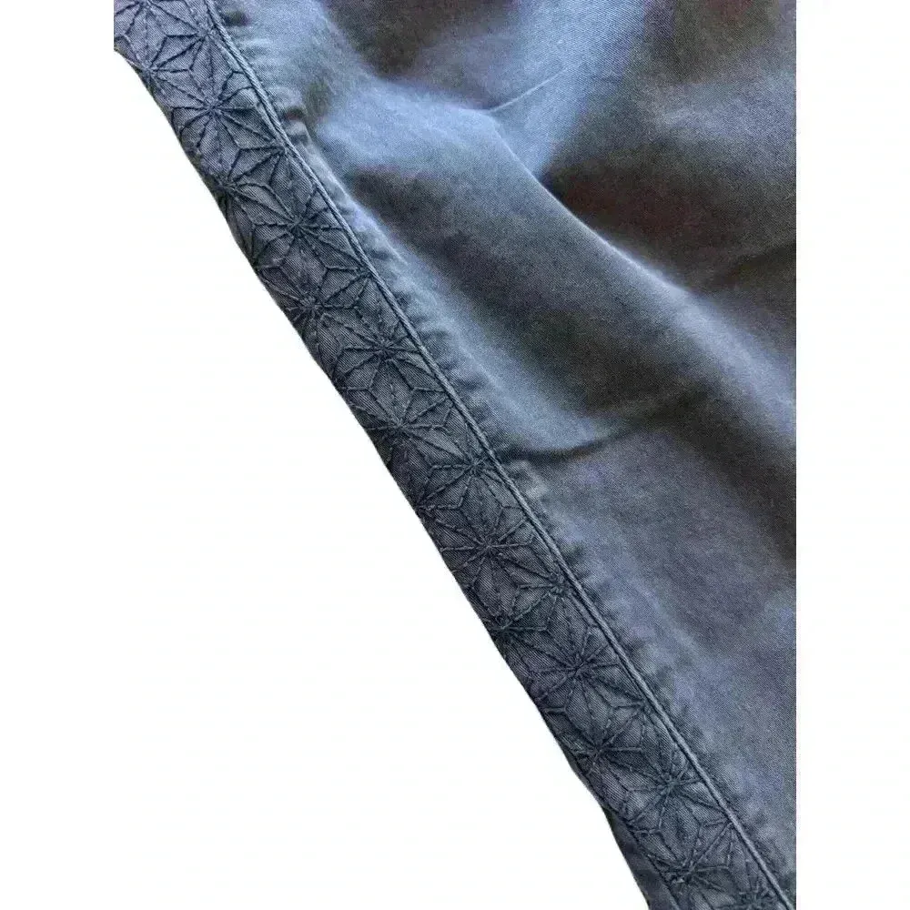 Anthropologie Grey Chinos with Floral Embroidered Detail Straight Leg Pants - Image 3