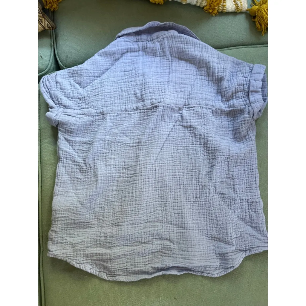 Women's Beachlunchlounge Periwinkle Button Cotton Shirt XS - Image 3