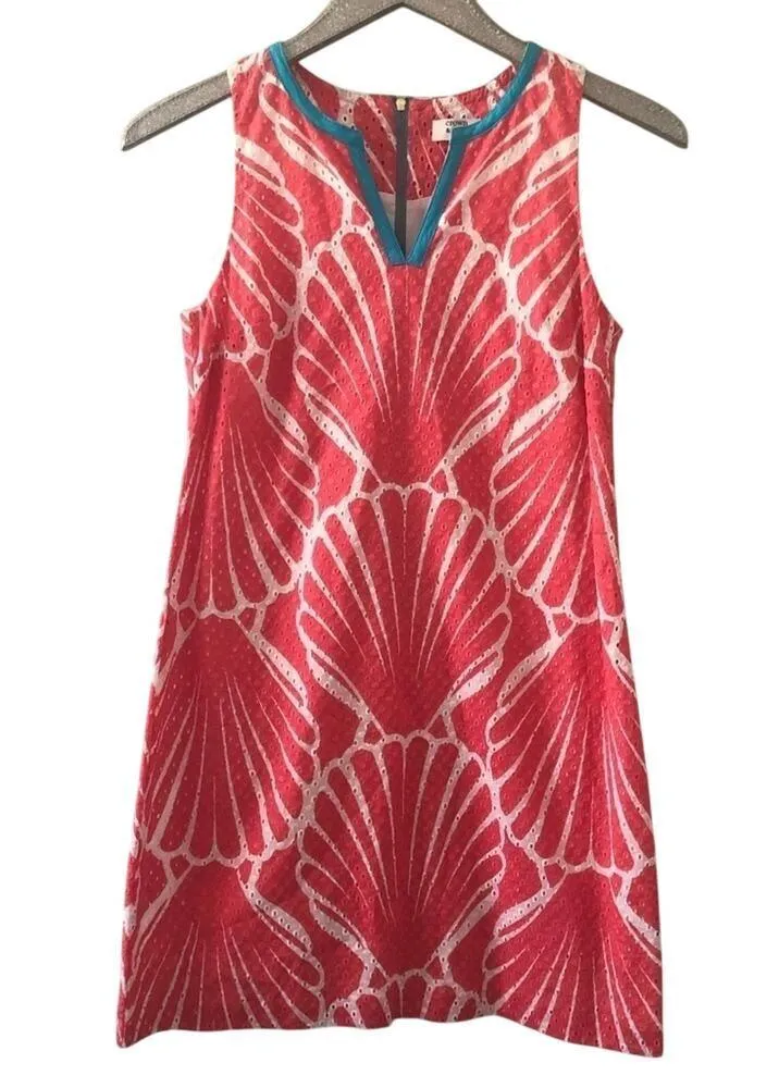 Crown & Ivy Coral Seashell Print Eyelet Shift Dress NEW - Image 2