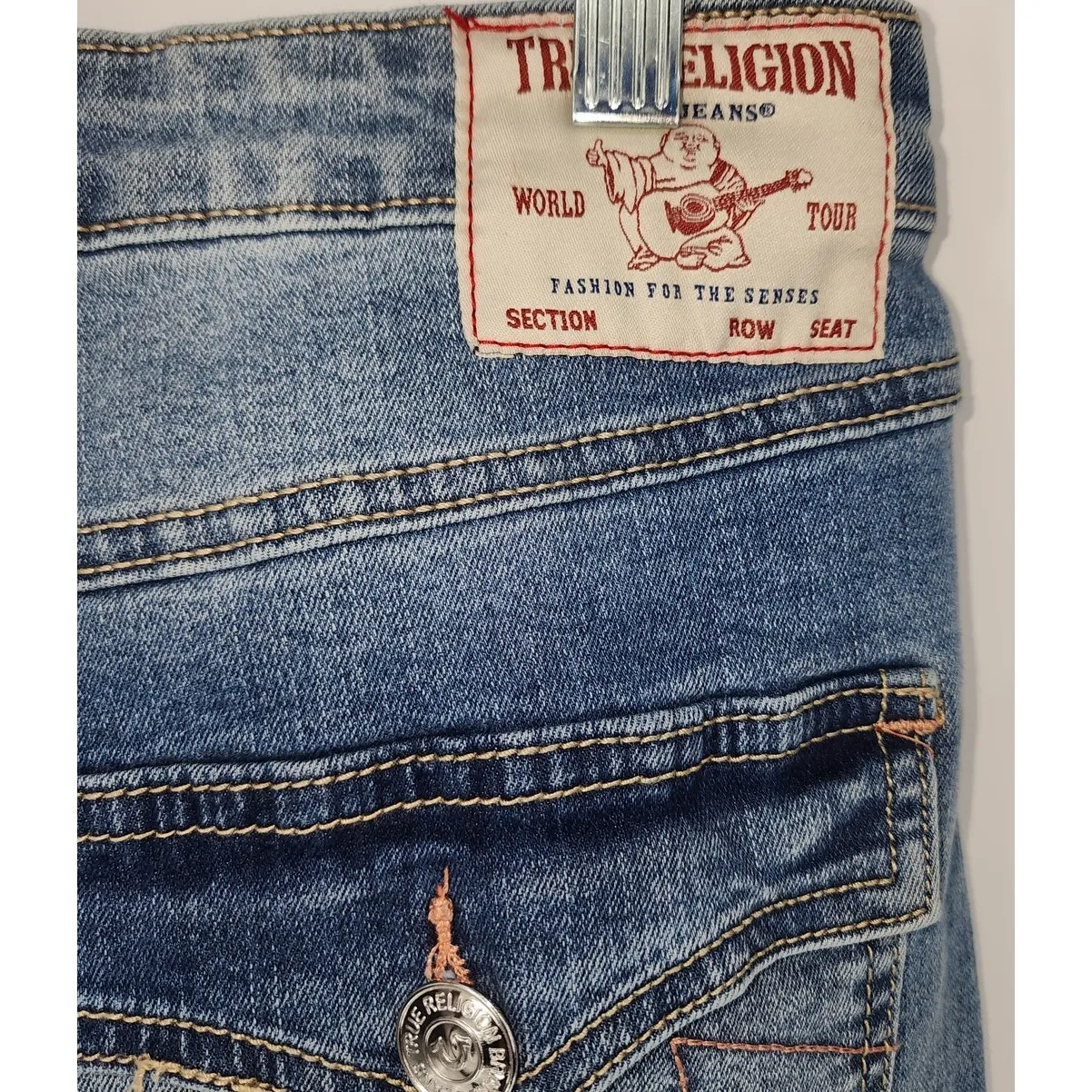 True Religion Halle Flap Skinny Raw Jeans - Medium Cloudless Wash Size 31 - Image 13