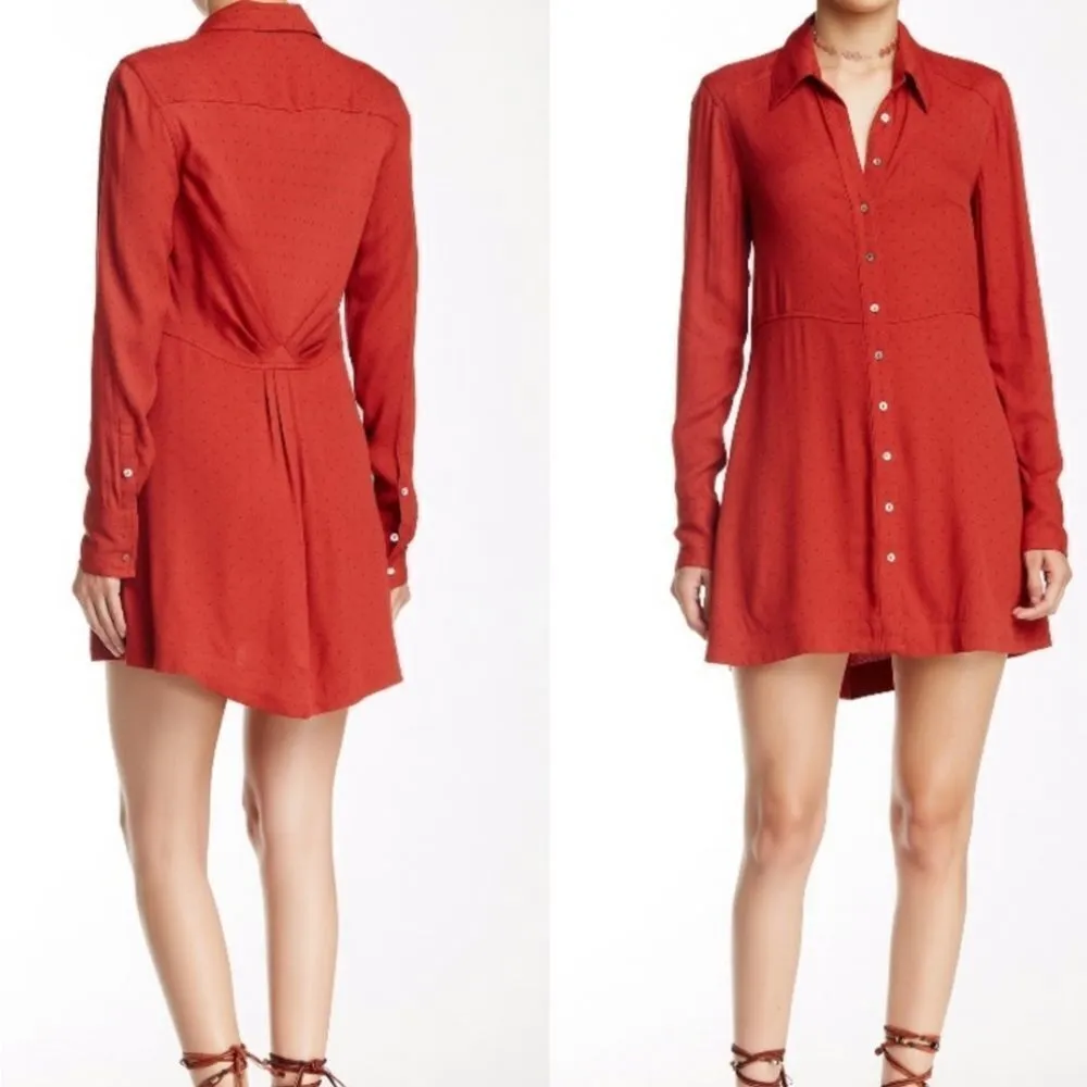 Free People Women's Red This Town Printed Shirt Dress - Image 2