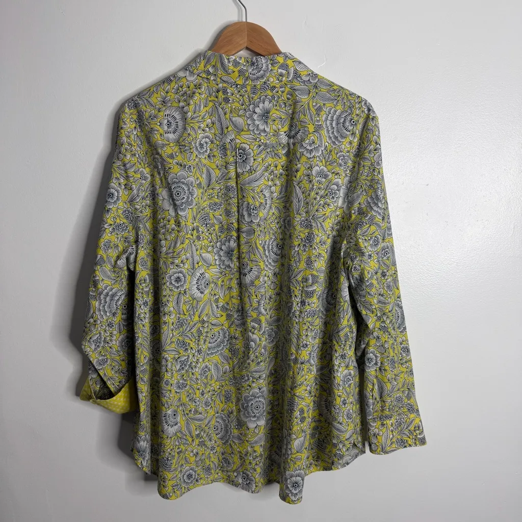NWOT Talbots Modern Classic Shirt Herbaceous Vines 3X Floral Hi Low Hem Casual - Image 3