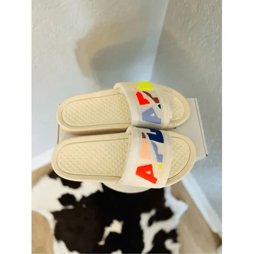 APL Women's Big Logo TechLoom‎ Slide Sandals, Vegan, Neon White Size 9, NWT - Image 4