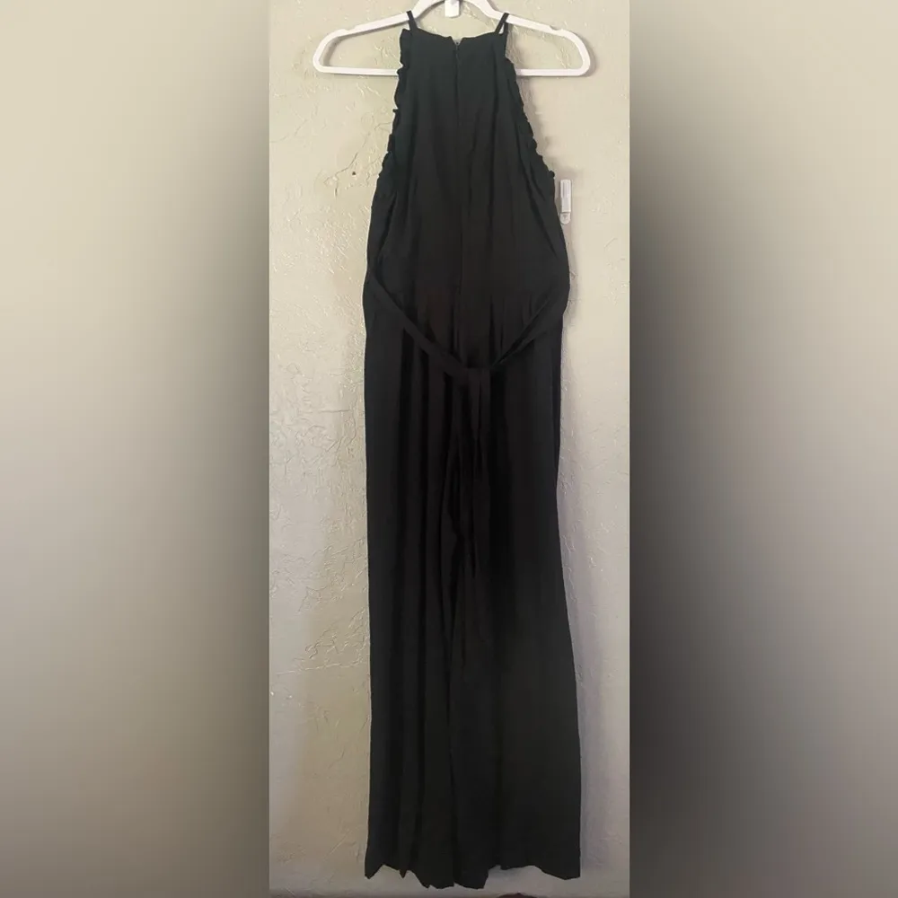 CECE Jumpsuit with Ruffle Accent & Wide Leg Black Size 4 EUC - Image 12