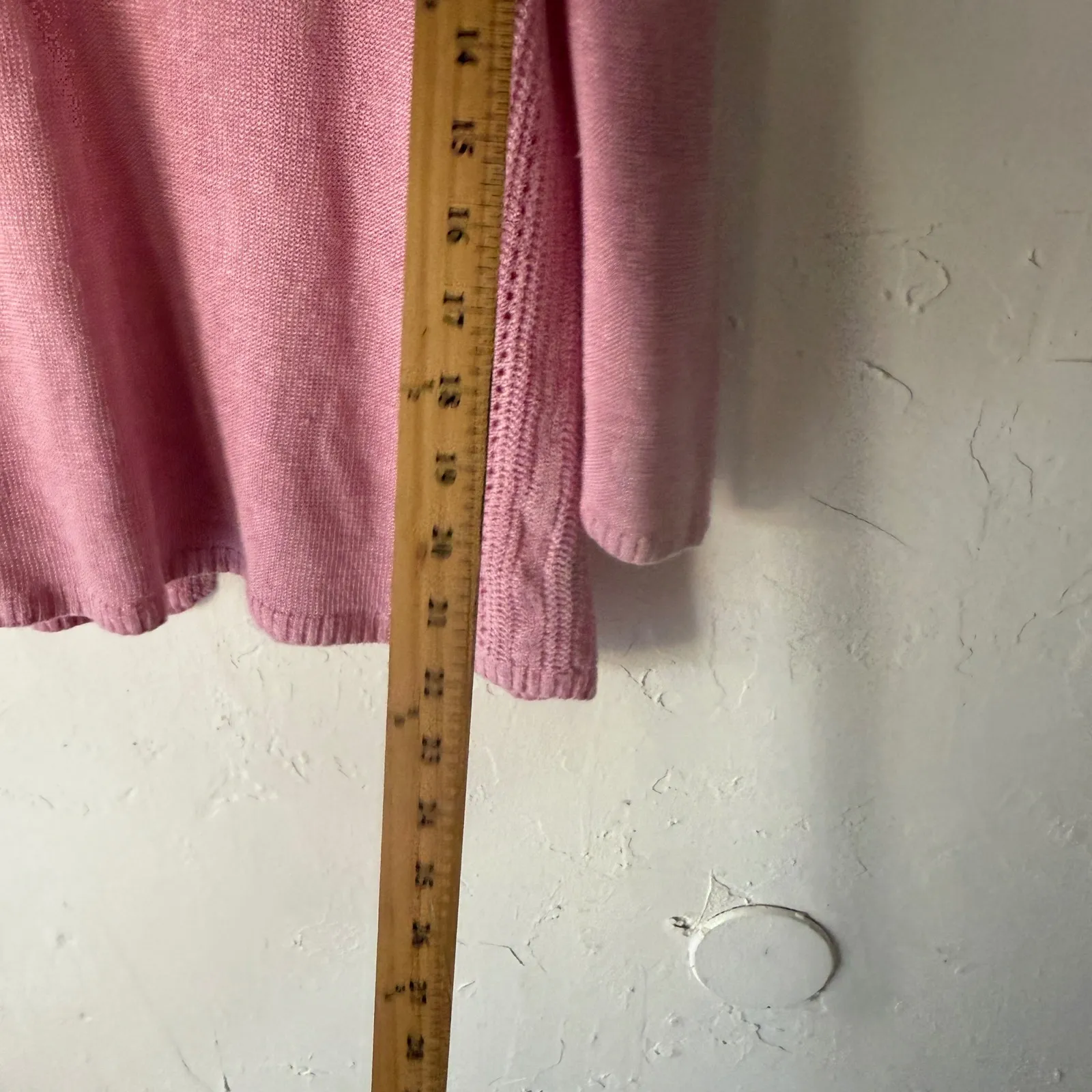 Talbots Pink Linen Knit Sweater Cropped Sleeve Pullover Large Preppy Coquette - Image 8