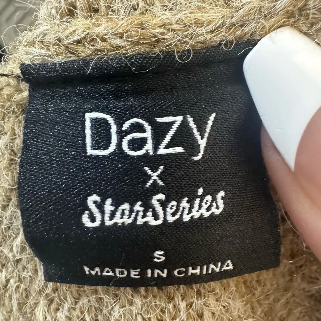 Crop High Neck Beige Sweater Tan - Image 4