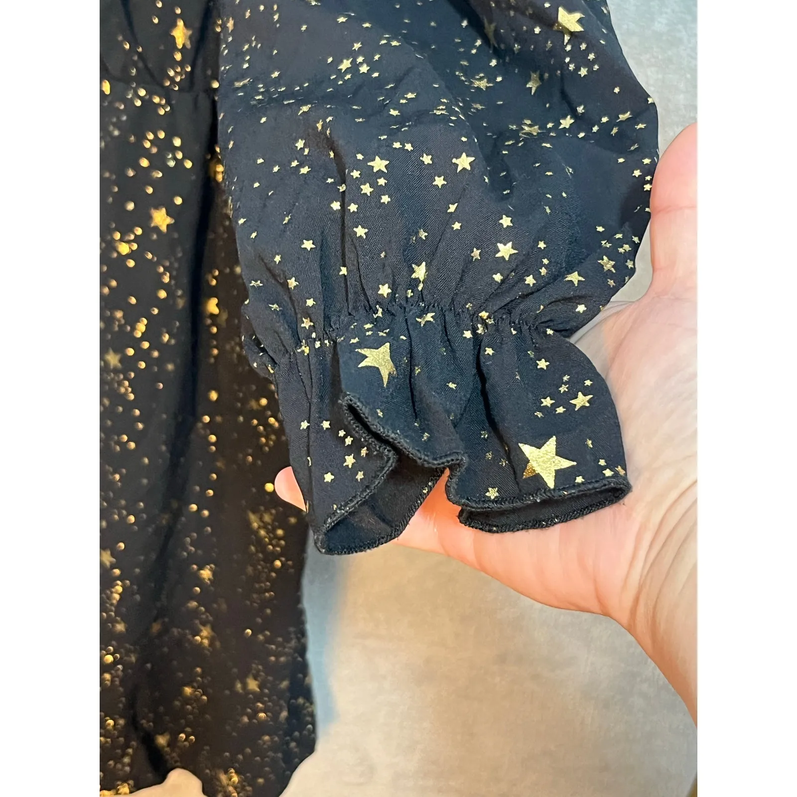 Shein Curve Faux Wrap Dress 5X Black Gold Stars Dressy Cocktail New Years - Image 6