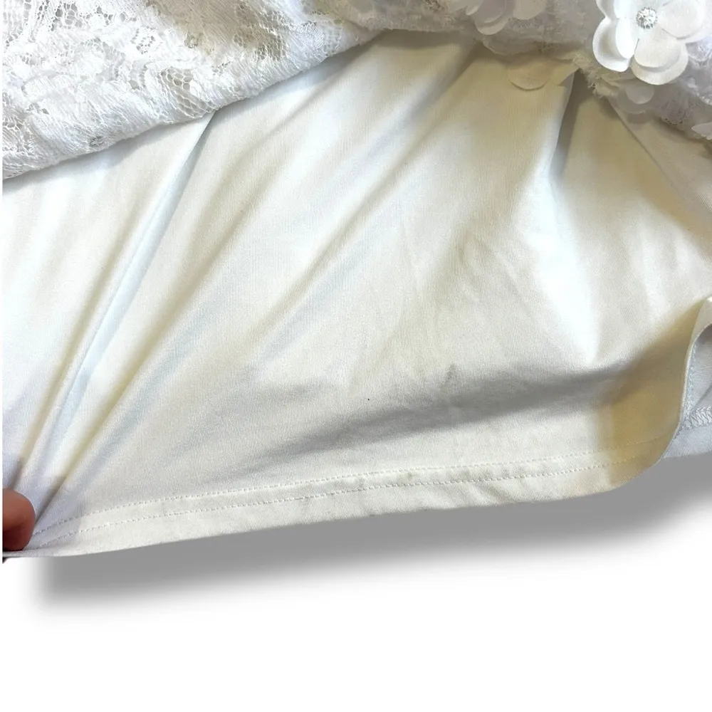 Anthropologie Elliatt White Floral Appliqué Dress Size Small Bridal Bachelorette - Image 7