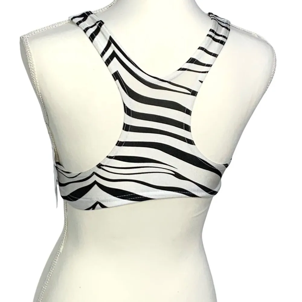 J.B. Bloomers Adult S Zebra Print Sports Bra Cheer Dance Yoga Workout Black - Image 3