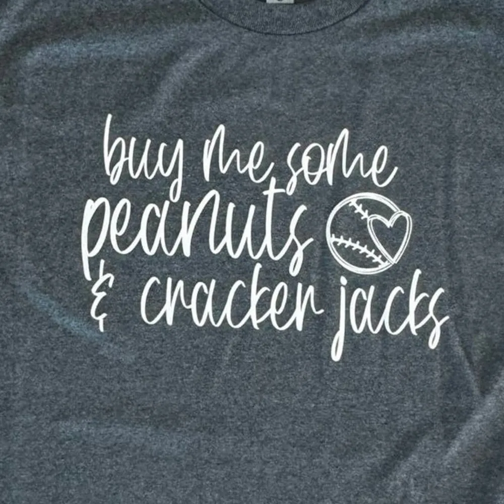 Peanuts and Cracker Jacks Baseball Medium Gray Heathered T-Shirt Short Sleeve - Image 3