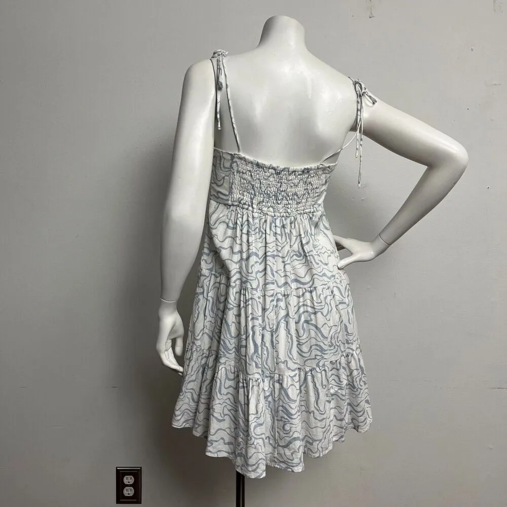 Abercrombie & Fitch Women's Tie Strap Linen-Blend Mini Small Dress Tiered Y2K - Image 5