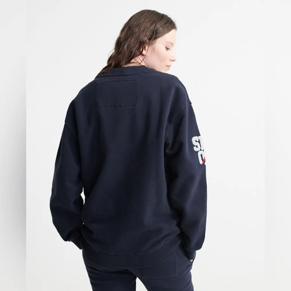 Superdry SDQB Superset Crew Sweatshirt navy blue size small - Image 6