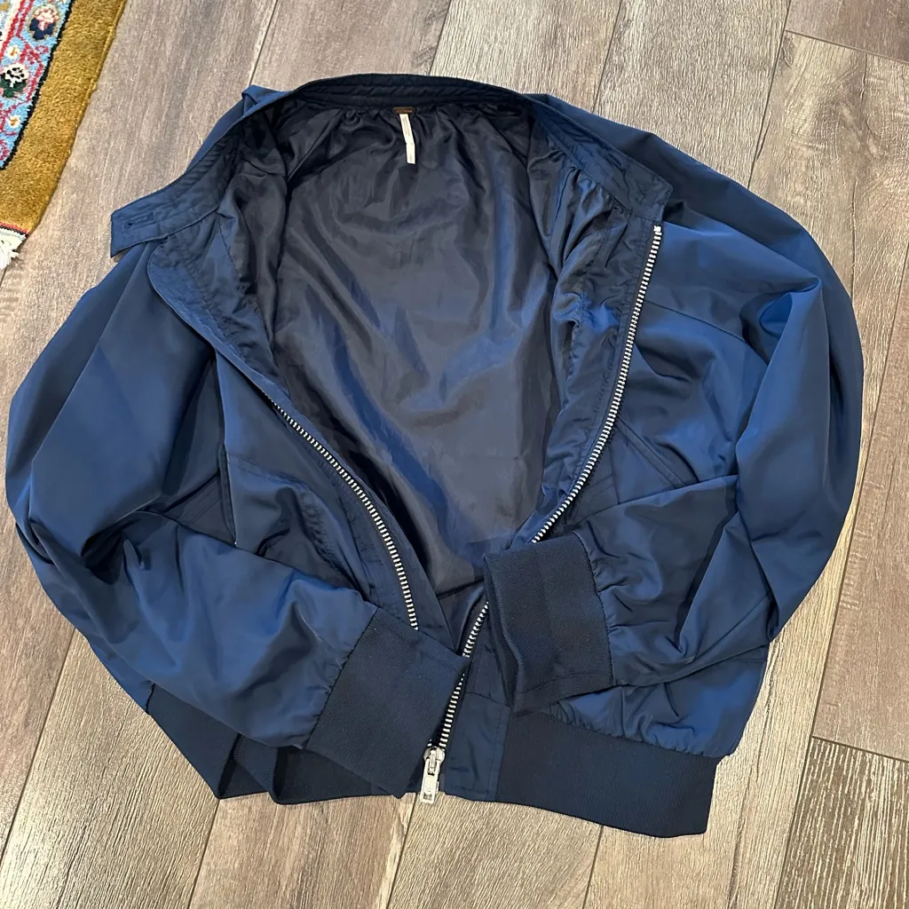 Free People Navy Bomber Jacket - Image 4