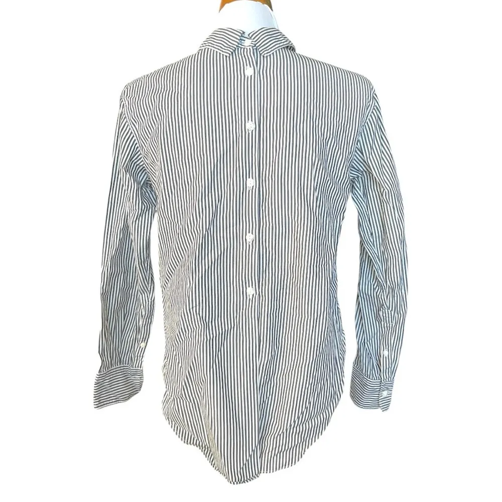 Rag & Bone Women Striped Cotton High Low Open Shirt Blouse Black White Size XXS - Image 3