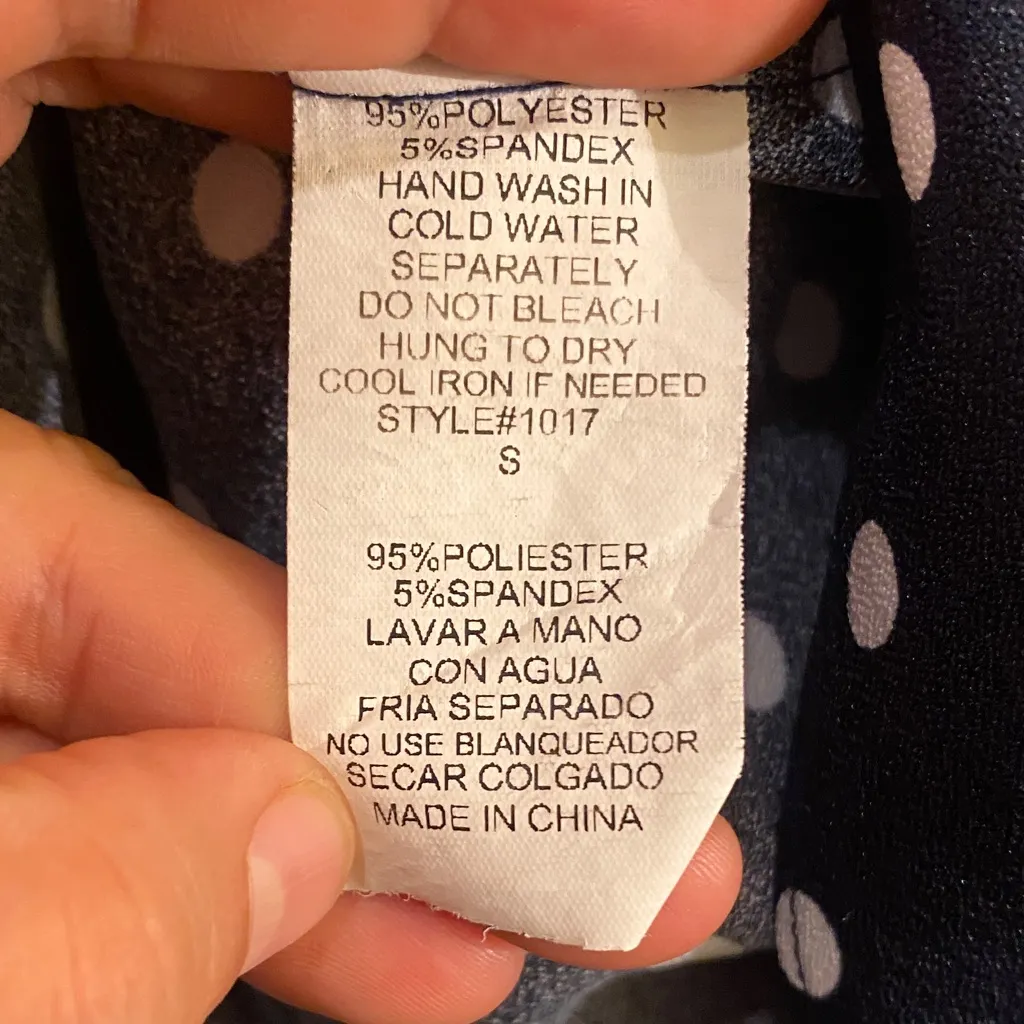 Navy Polka Dot Mini Dress Black - Image 3