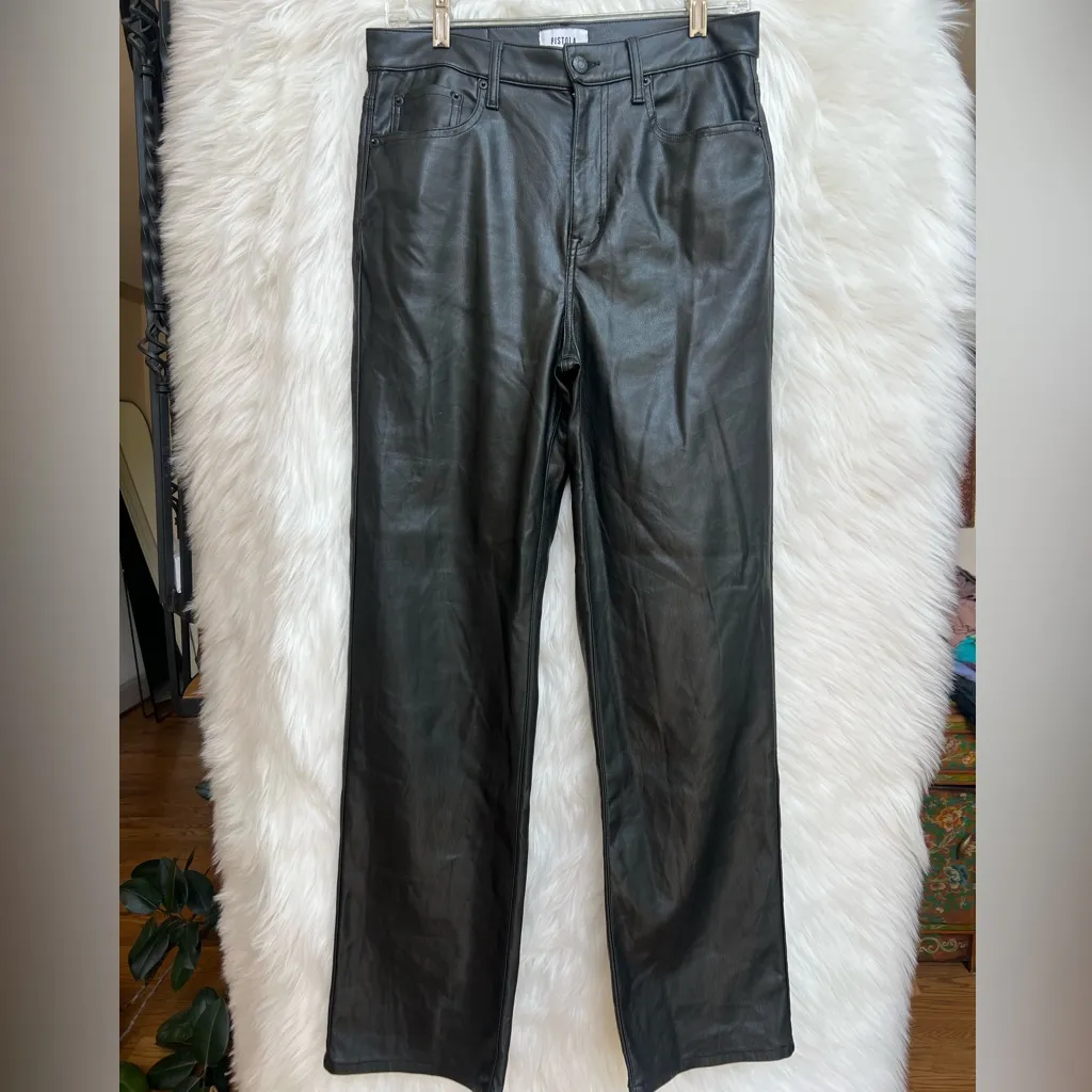 Pistola Cassie wide leg flare faux leather pants black - Image 3