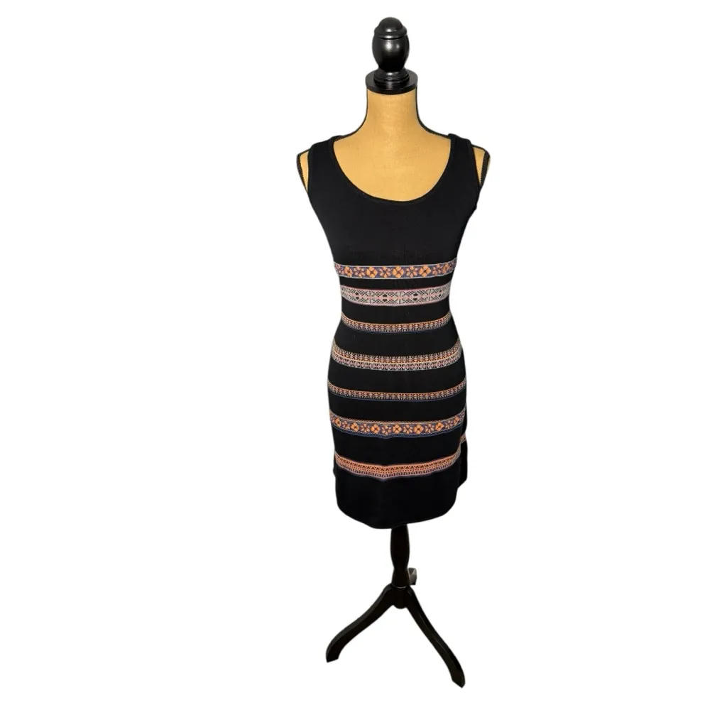 Peruvian Connection Knit Bodycon Dress Womens Medium Black Boho Whimsigoth - Image 2