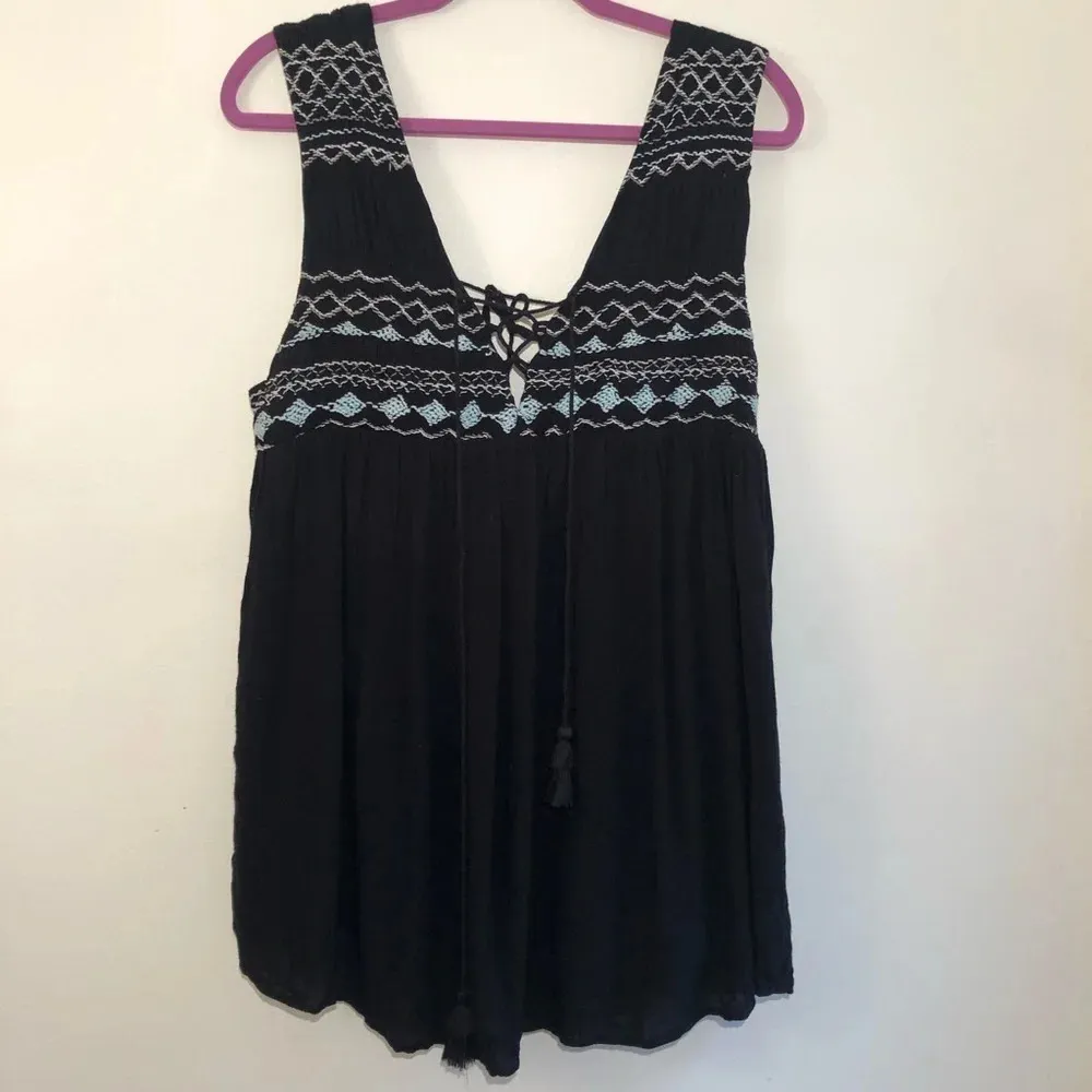 Free People Embroidered‎ Simply Dress In Black - Image 3