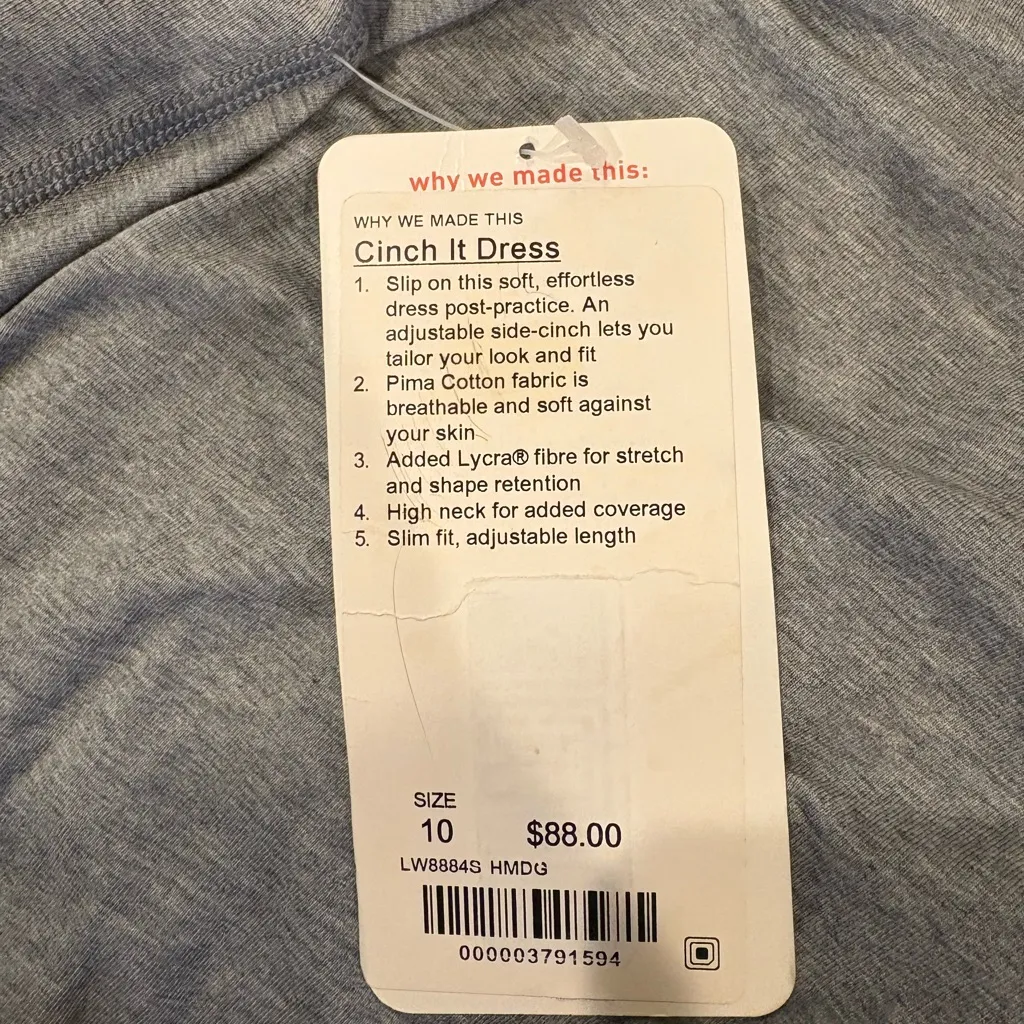 Lululemon Cinch It dress sz 10 M gray new with tags - Image 6