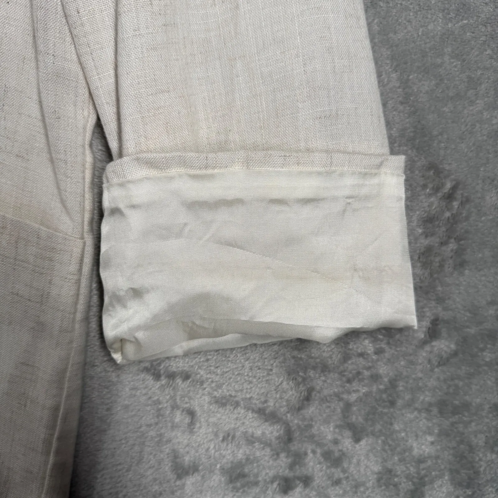 Kensington Square Blazer One Button Pockets Neutral Coastal Beach Jacket‎ Large White - Image 6