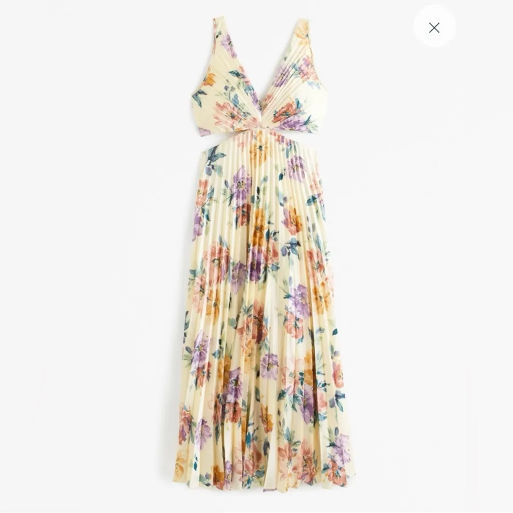 ABERCROMBIE AND FITCH GISELLE PLEATED CUTOUT MAXI DRESS LARGE PETITE FLORAL - Image 11