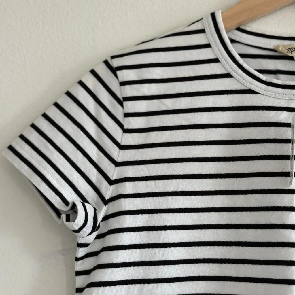 Madewell Cotton Perfect Crewneck Tee in Jet Black, Size XXS - Image 3